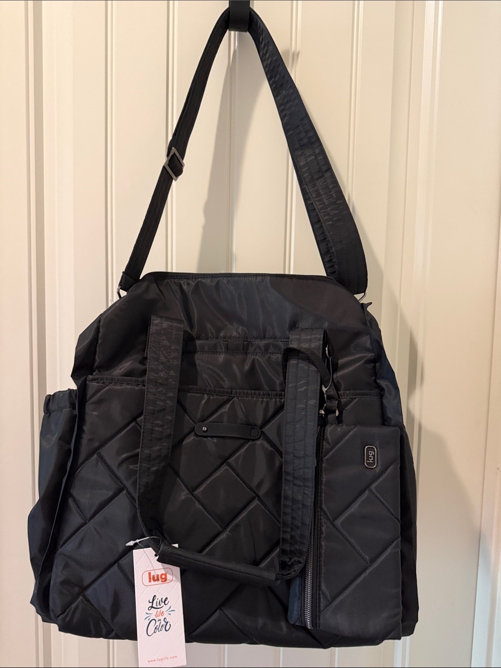 Lug Saunter Classic Duffel Bag and Sway Pouch in Black NWT